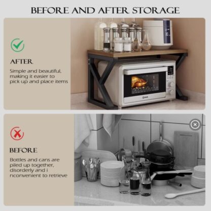 2 3 Tier Microwave Oven Rack Stand Storage Holder Kitchen Corner Shelf Black - Image 8