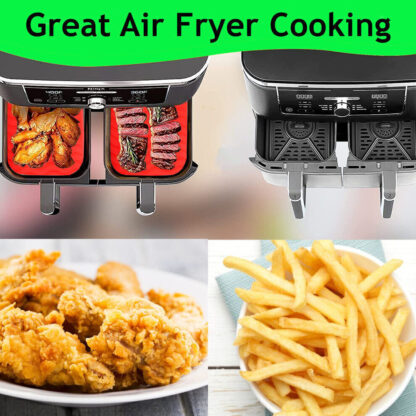 2 PCS Air Fryer Silica Gel Baking Pan Dual Basket Liner Handle Baking Oven New - Image 10