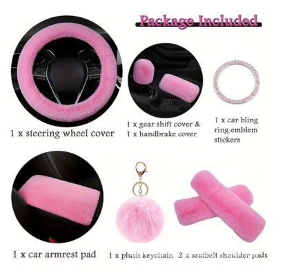 8-piece Plush Steering Wheel Set - Image 4