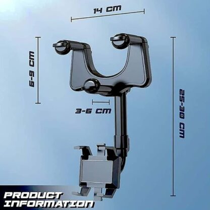 Rotatable And Retractable Car Phone Holder Rearview Mirror UK Stock - Image 8