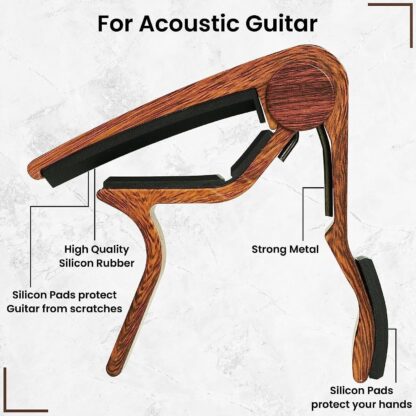 Capo Quick Change Guitar Capo  Wooden With 5 Guitar Picks - Image 9