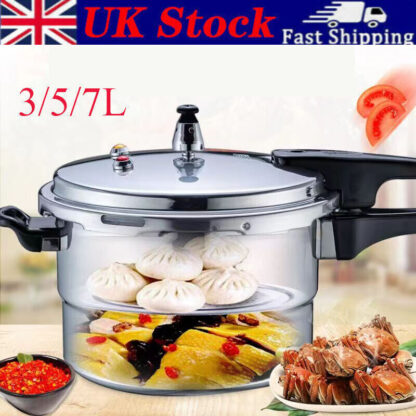 7L Aluminium Pressure Cooker Quick With Lid Latch Indicator Explosion-Proof - Image 2