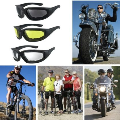 3 Pair Motorcycle Sports Padded Biker Riding Glasses Wind Resistant Sunglasses - Image 5