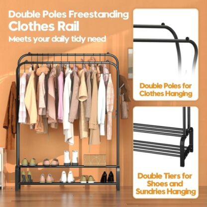 Heavy Duty Double Clothes Rail Hanging Rack Garment Display Stand Shoes Storage - Image 7