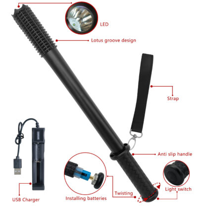 Baseball LED Flashlight Rechargeable Torch Spotlight Emergency Security Work Light 3 Lighting Modes - Image 3