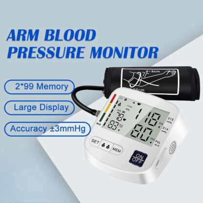 Multifunctional Home Blood Pressure Monitor With Cuff, Records 99 Measurements And Tracks Heart Rate - Image 5