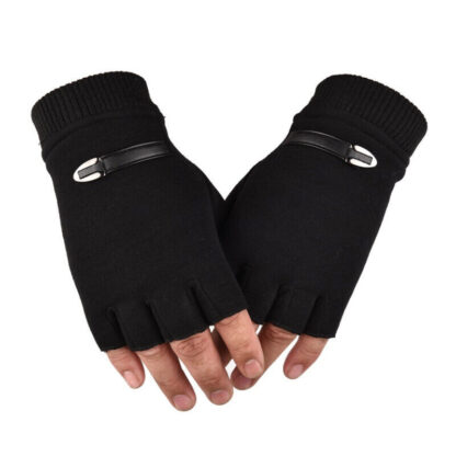 Mens Fingerless Gloves Magic Half Finger Winter Typing Touch Thermal Gloves Gift - Image 2
