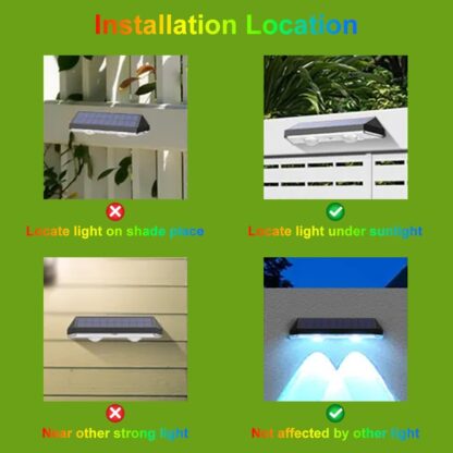 2PCS Super Bright Solar Powered Door Fence Wall Lights LED Outdoor Garden Lamp - Image 9