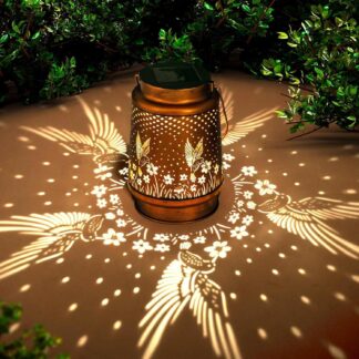 Hummingbird Solar Lantern Metal Hanging Light LED Decorative Light Garden Decor