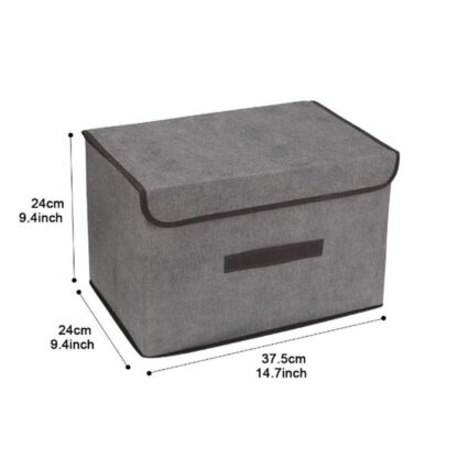 3Pcs Large Foldable Canvas Storage Boxes Folding Fabric Clothes Baskets With Lid - Image 4