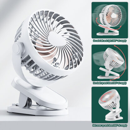 3 Speeds Mini Cooling Fan USB Rechargeable Clip On Desk Baby Stroller Portable - Image 3