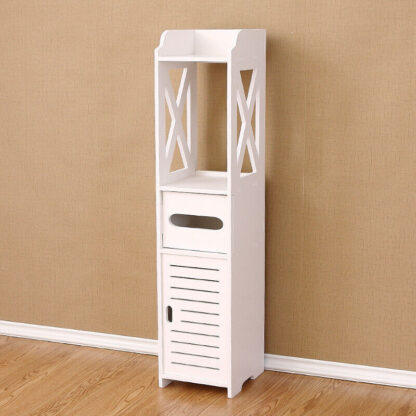 4 Tiers Modern Bathroom Furniture Cabinet Wood Slim Shelf Cupboard Storage Unit. - Image 3