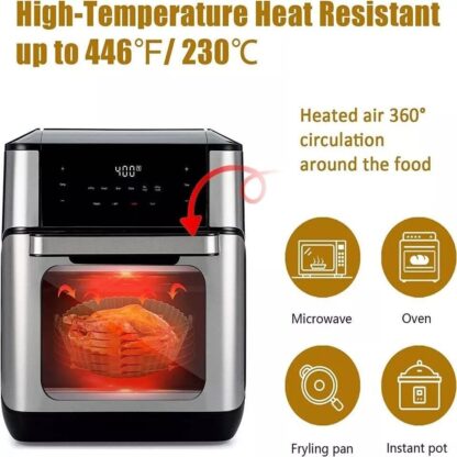 Silicone Air Fryer Pot For  Liner Handle Baking Basket Accessories Pan Grey - Image 3