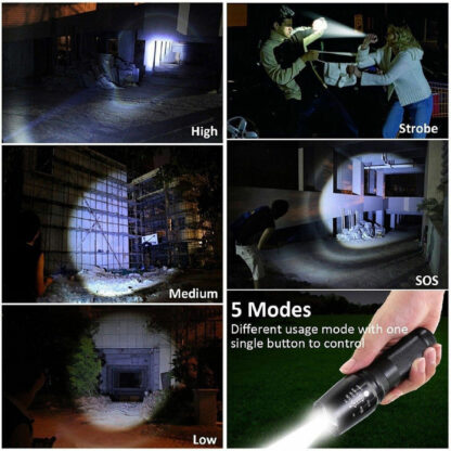 2PCS 1200000LM USB Rechargeable LED Flashlight Super Bright Torch Tactical Lamp - Image 9