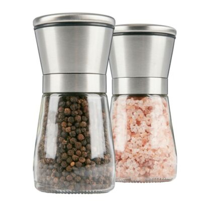 2x Pepper And Salt Grinder Set Mill Adjustable Stainless Steel Shaker Coarse - Image 2