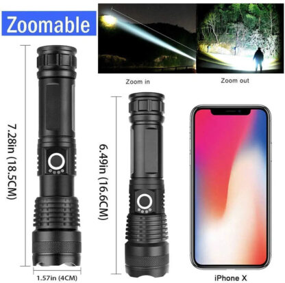 High Power 12000000 Lumen Ultra Bright Aluminum Flashlight LED Rechargeable UK - Image 3
