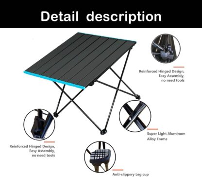 Folding Camping Table Light Weight Portable Aluminium Frame Outdoor Picnic Bag - Image 10