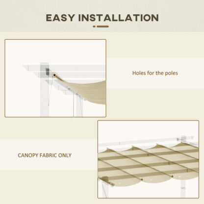 Outsunny Retractable Pergola Shade Cover, Replacement Canopy Fabric For 3 X 3 M Pergola, Gazebo Retractable Roof, Beige - Image 2