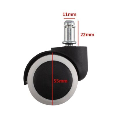 5x Soft Rubber Non Marking Castor Wheels 50mm 11mm Computer Office Chair Caster - Image 3