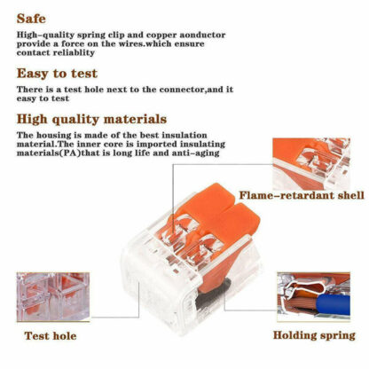 95x For Wago 221 Electrical Connectors Wire Block Clamp Terminal Cable Reusable- - Image 7