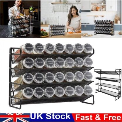 4 Tier Metal Spice Rack Kitchen Countertop Cupboard Spice Herb Jar Storage Shelf - Image 4