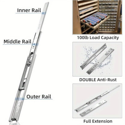 10-16 Heavy Duty Cold Rolled Steel Full Extension Ball Bearing Drawer Slides - Image 5