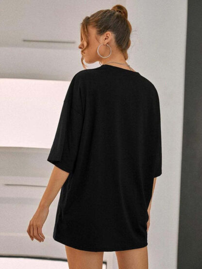 Ladies Oversized Whishper Words Of Wisdom Short Sleeves T Shirt Top - Image 2