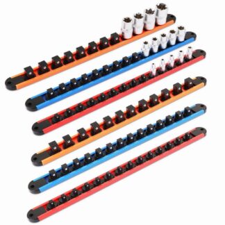 6pc Socket Organizer Mountable Sliding Holder Rail Rack Tool Storage