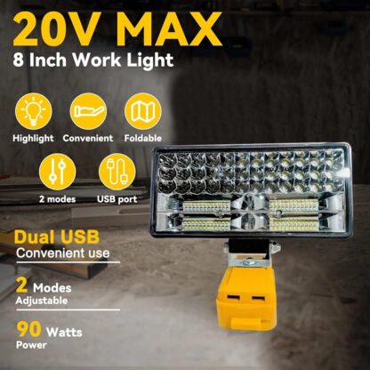 LED Work Light For 18V 20V Battery 6500K Cordless Flashlight With USB UK - Image 8