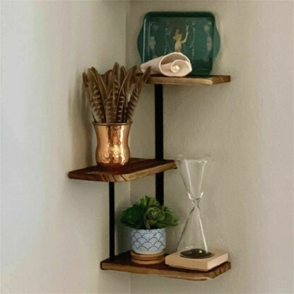 3 Tier Lucca Corner Shelf Modern Floating Wall Shelves Storage Display Shelving - Image 2