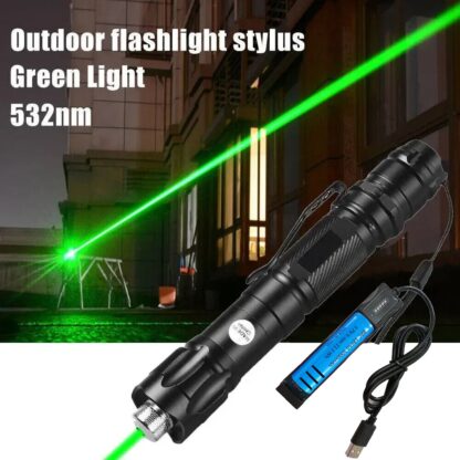 Green Laser Pointer USB Rechargeable Pen LED Flashlight Torch Visible Beam Lazer - Image 3
