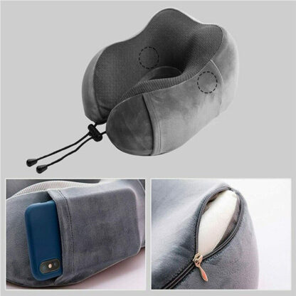 Memory Foam Travel Pillow Neck Support Cushion Without Carry Bag Ear Plugs Mask - Image 3