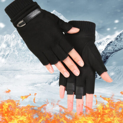 Mens Fingerless Gloves Magic Half Finger Winter Typing Touch Thermal Gloves Gift - Image 7