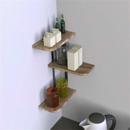 3 Tier Lucca Corner Shelf Modern Floating Wall Shelves Storage Display Shelving - Image 5