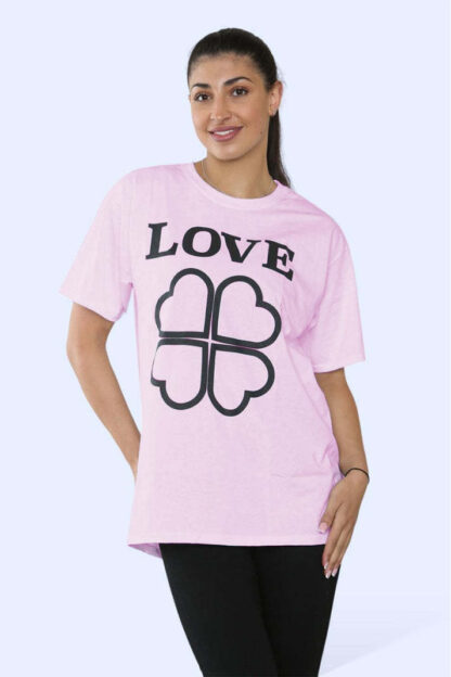 Ladies Love Printed Short Sleeve T-Shirt Top - Image 3