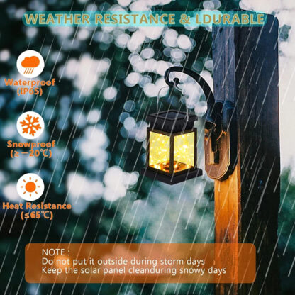 3PCS Solar Powered LED Lantern Light Waterproof Lamp Hanging Outdoor Garden Lawn - Image 10