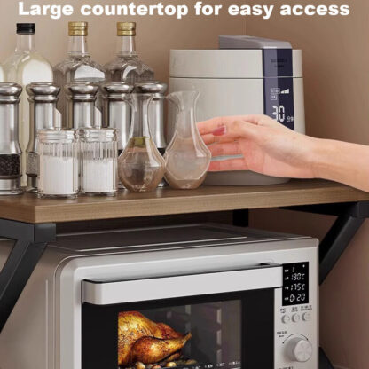 3 Tier Expandable Microwave Oven Rack Stand Storage Holder Kitchen Corner Shelf - Image 3