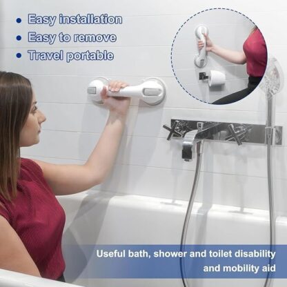 2 X SAFETY SUPPORT HAND RAIL HANDLE BAR GRIP GRAB SUCTION BATH BATHROOM SHOWER - Image 9