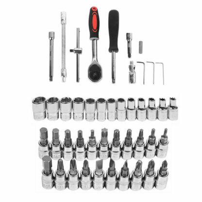 46PCS Metric Socket Set Ratchet Torx Wrench Kit 1  4   Drive Repair Tool With Case - Image 4