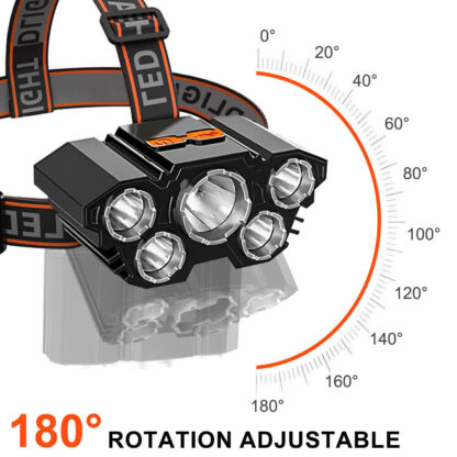 USB  LED Headlamp Rechargeable LED Lamp Headlight Head Torch Cable Light - Image 3
