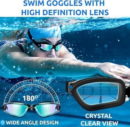 Anti Fog Swimming Goggles UV Glasses Adjustable Earbuds For Men Women Kids - Image 9