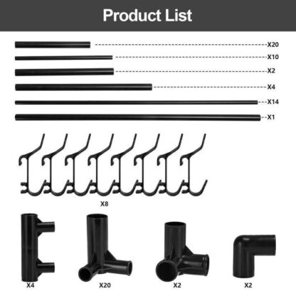 New Coat And Hat Stand 8 Hooks Metal Shoe Rack 5 Tiers Shelf Hanger Black - Image 5