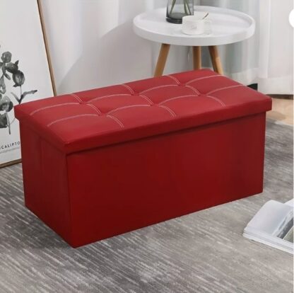 Folding Storage Ottoman Cushion Bench Seat Toy Box 76cm - Image 4