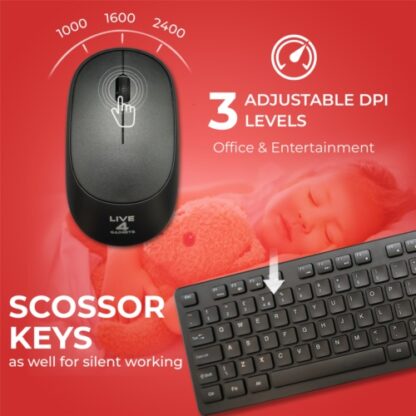 2.4GHz Wireless Keyboard And Mouse Set UK USB Dongle For PC Laptop Full-Size NEW - Image 5