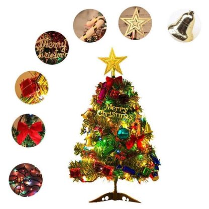 60 Long Tabletop Artificial Small Mini Christmas Tree W  LED Lights Ornament - Image 8