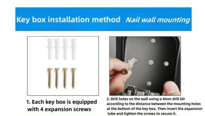 Wall Mounted Key Safe, 4 Combination Key Safe Outdoor Security Key Lock Box - Image 8