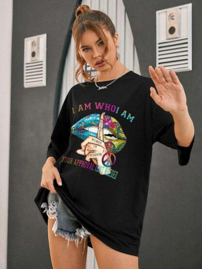 Ladies Oversized Whishper Words Of Wisdom Short Sleeves T Shirt Top - Image 6