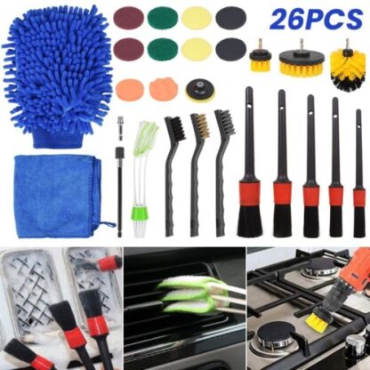 26Pcs Car Detailing Brush Set Soft Brushes Interior Wheel Valet Pro Cleaning Kit - Image 9