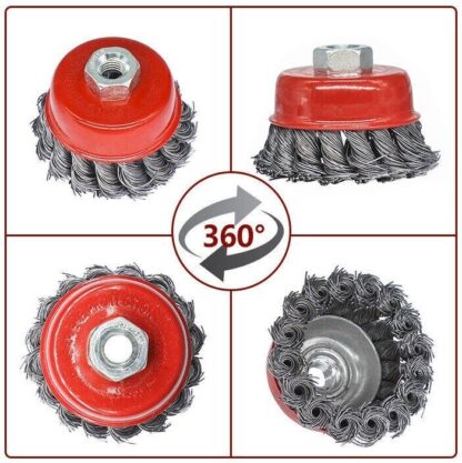 4Pcs Twist Knot Semi Flat Wire Wheel Cup Brush Set Kit For Angle Grinder M14 UK - Image 3