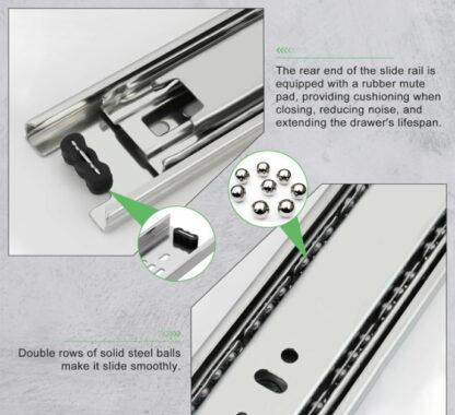 10-16 Heavy Duty Cold Rolled Steel Full Extension Ball Bearing Drawer Slides - Image 6